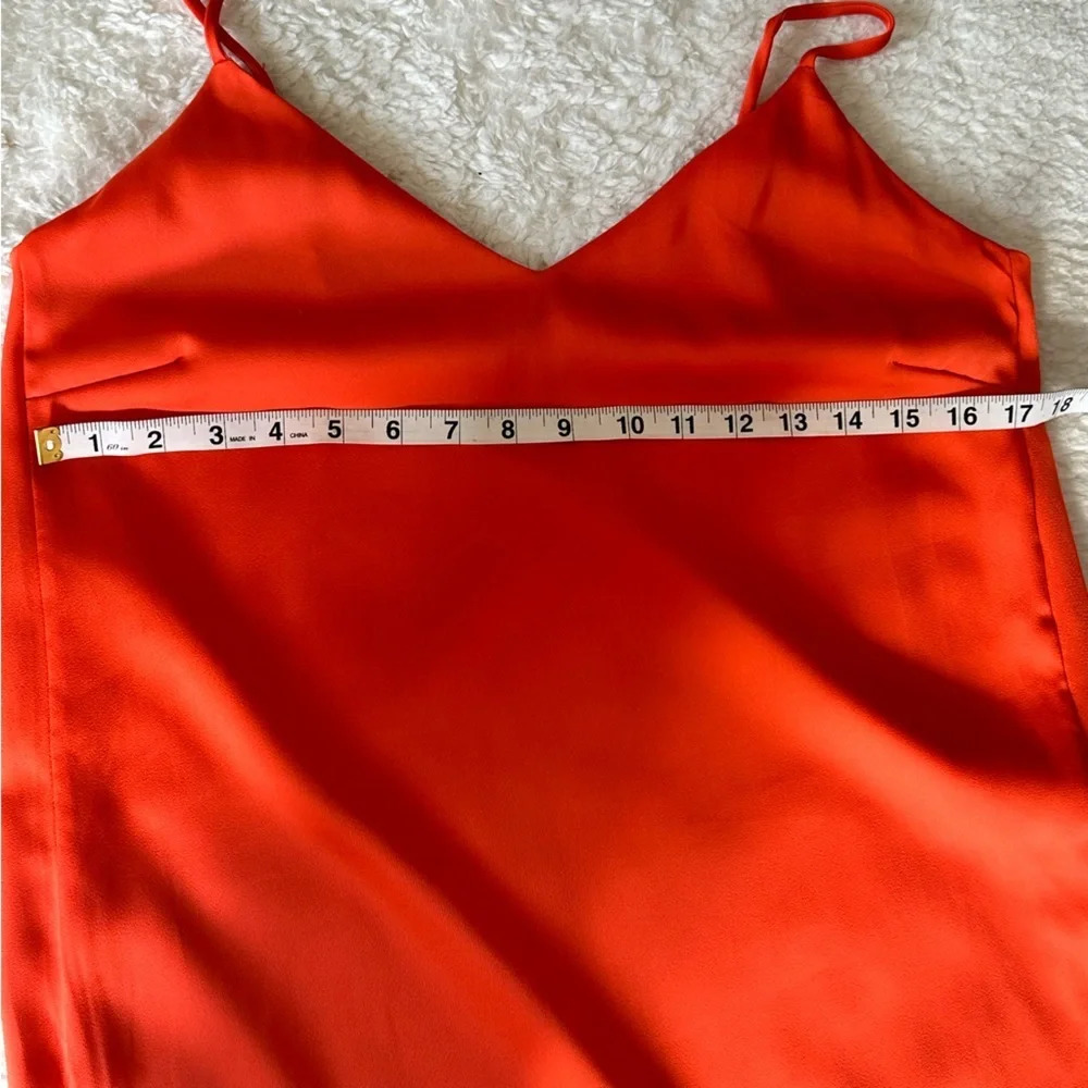 Boho Satin Slip Dress Orange V-Neck Medium Summer Beach 🔥 - Picture 7 of 11